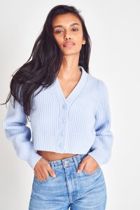 Avignon Cropped Cardigan - FADED SKY