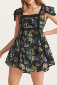 Nutmeg Mini Dress - DEEP BLUE TRACE