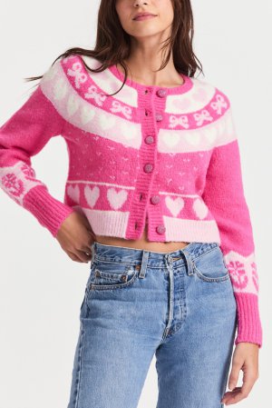 Dimples Crop Cardigan - SWEETHEART PINK