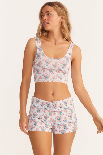 Cabbage Rose Bow Crop Top & Short Set