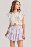 Ruffle Mini Skirt - VIOLET SPLASH HAND DYE