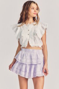 Ruffle Mini Skirt - VIOLET SPLASH HAND DYE