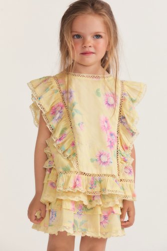 Girls Rosemary Top - BRIGHT AZALEA